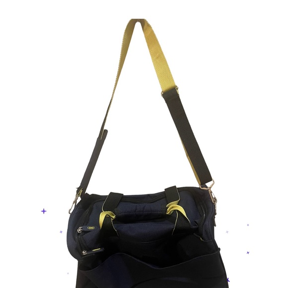 Ralph Lauren Chaps Duffle Bag Carry-On Blue Yellow Travel Fast Shipping - Picture 8 of 10